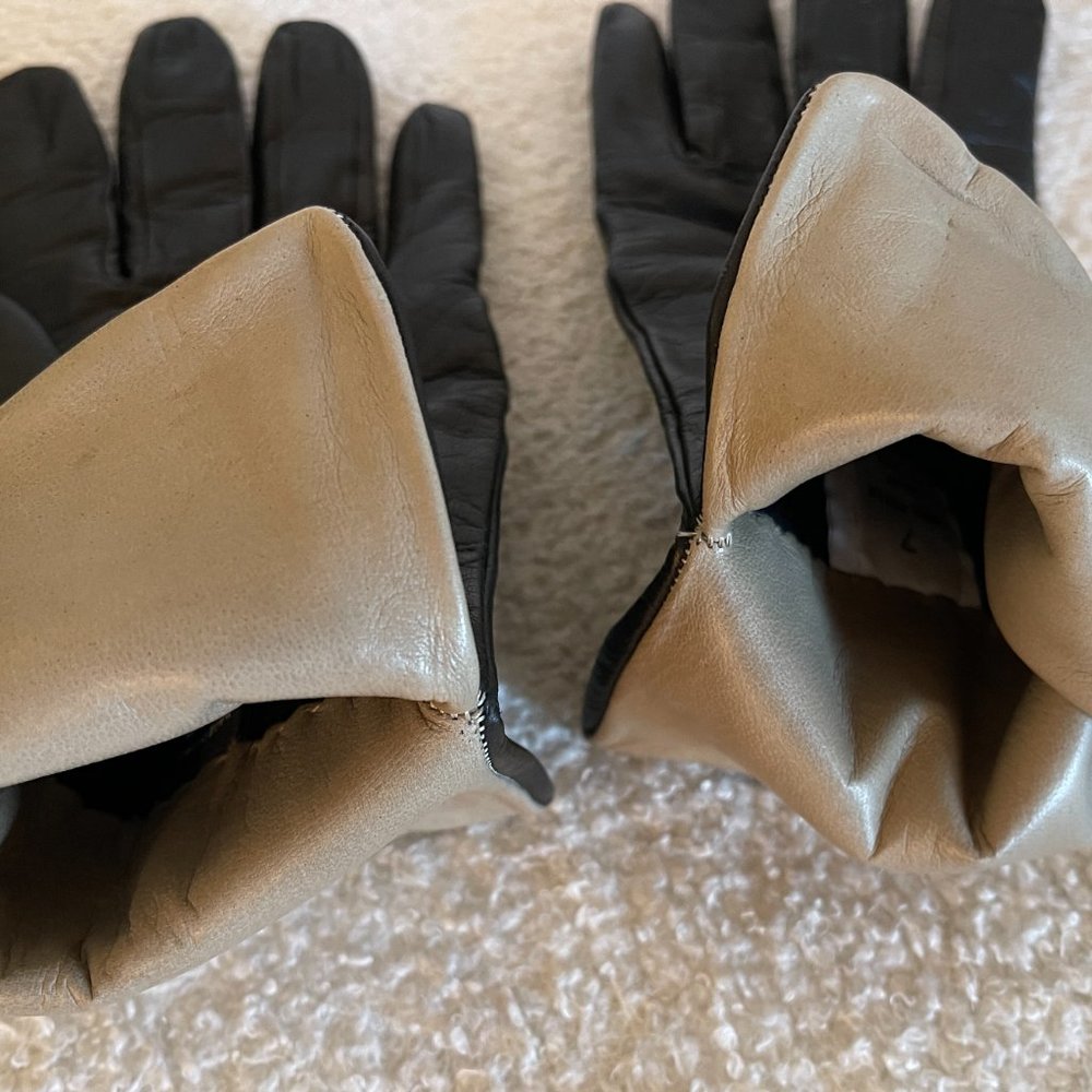 Worn once D&G gloves black leather size 7 - Picture 6 of 15